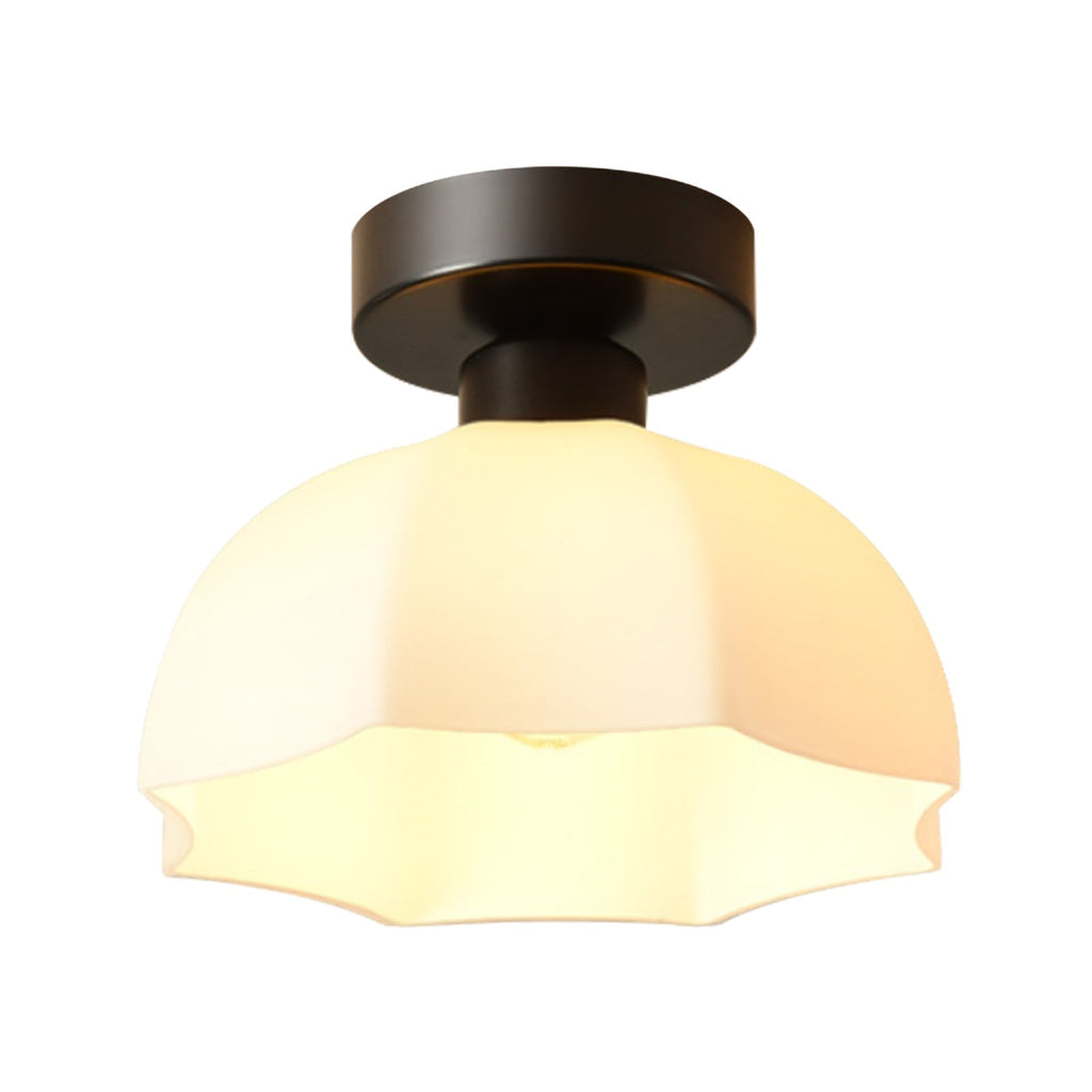 Luz de Techo de Pantalla de Cúpula Blanca con Diseño Escallopado y 1 Luz Minimalista Moderna
