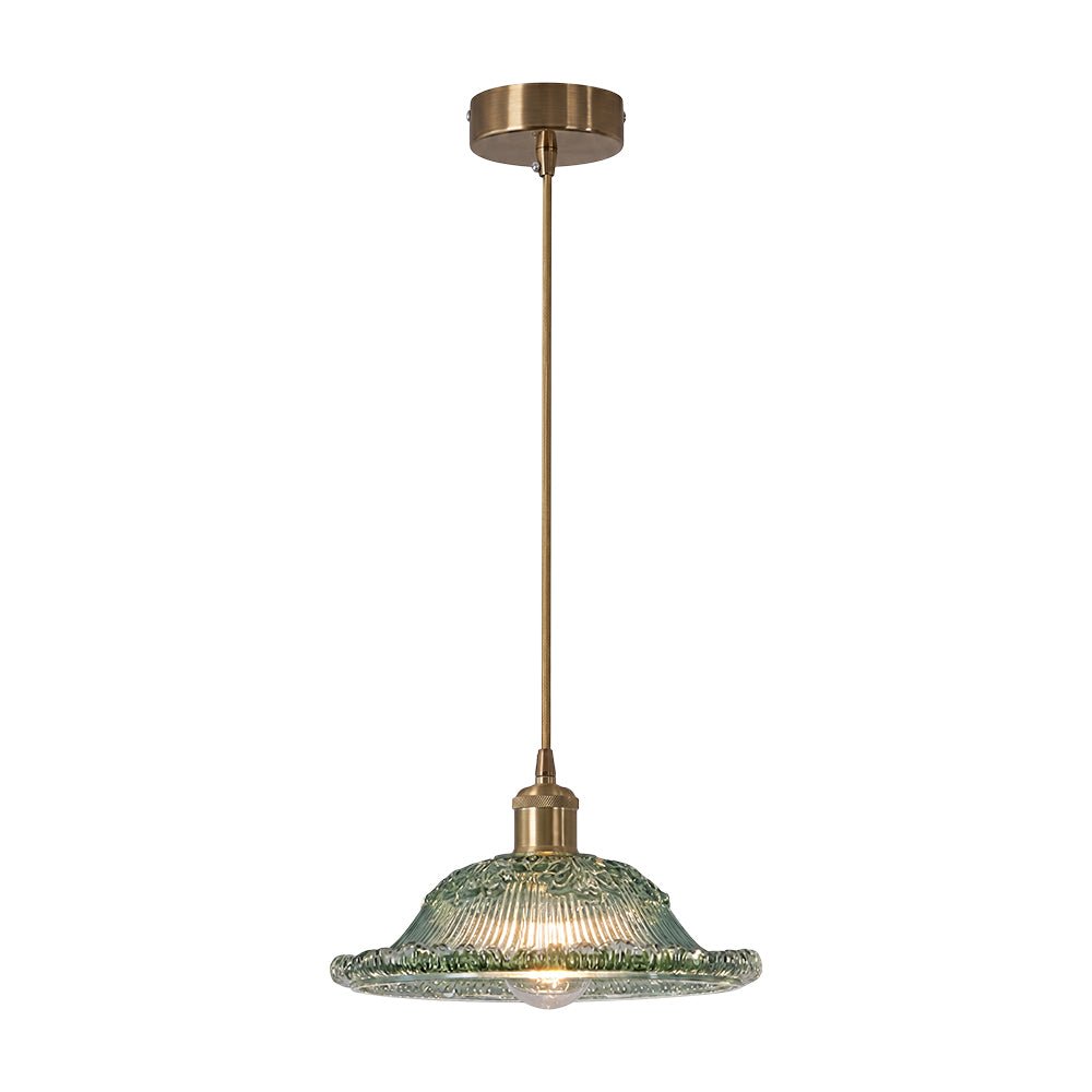 Lámpara colgante de vidrio en forma de cúpula con motivos florales de 1 luz estilo moderno retro