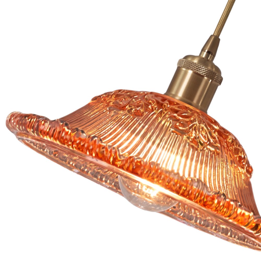 Lámpara colgante de vidrio en forma de cúpula con motivos florales de 1 luz estilo moderno retro