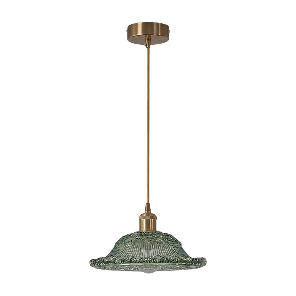 Lámpara colgante de vidrio en forma de cúpula con motivos florales de 1 luz estilo moderno retro