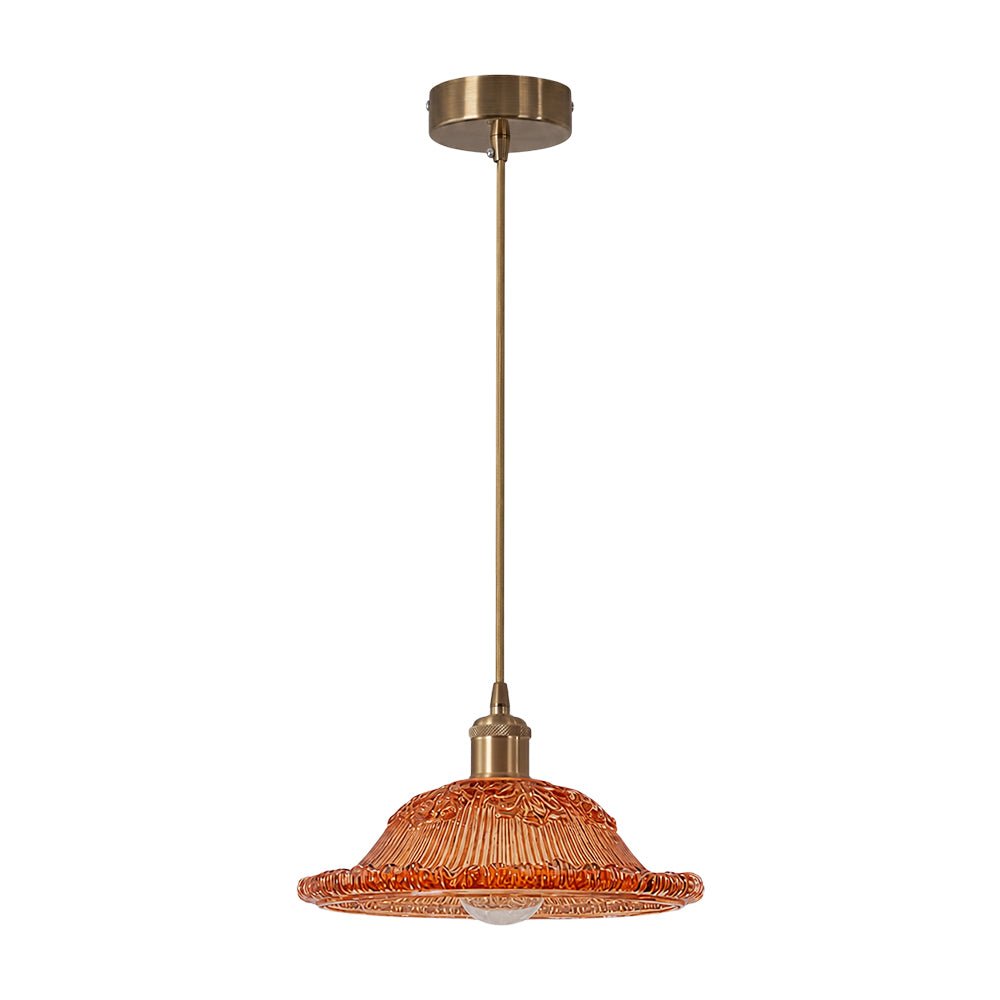 Lámpara colgante de vidrio en forma de cúpula con motivos florales de 1 luz estilo moderno retro