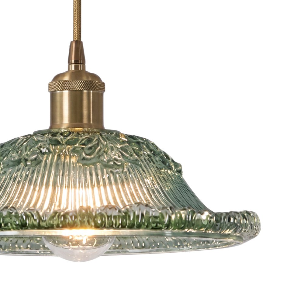 Lámpara colgante de vidrio en forma de cúpula con motivos florales de 1 luz estilo moderno retro