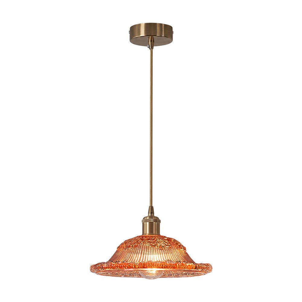 Lámpara colgante de vidrio en forma de cúpula con motivos florales de 1 luz estilo moderno retro