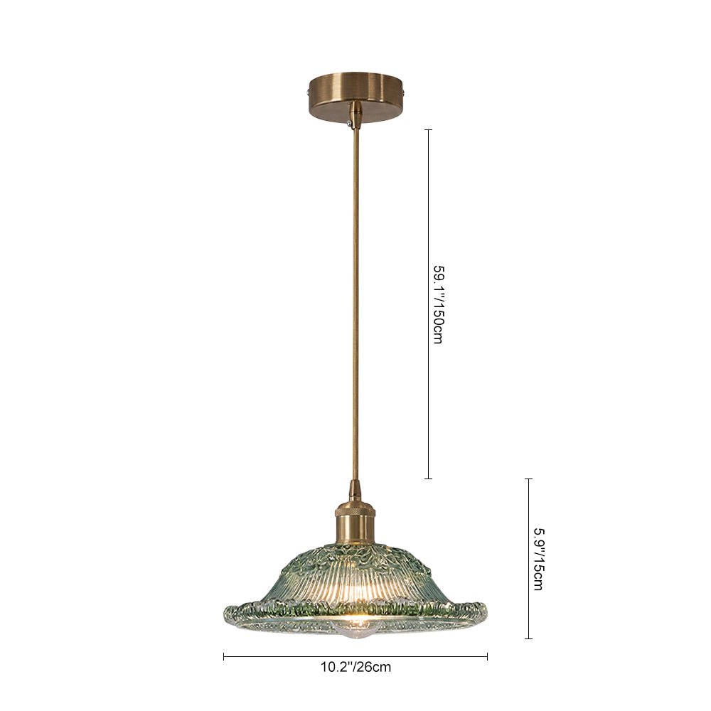 Lámpara colgante de vidrio en forma de cúpula con motivos florales de 1 luz estilo moderno retro