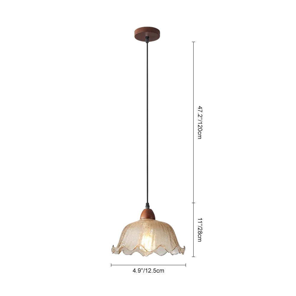 Lámpara colgante de vidrio agrietado en forma de flor de 1 luz estilo moderno retro