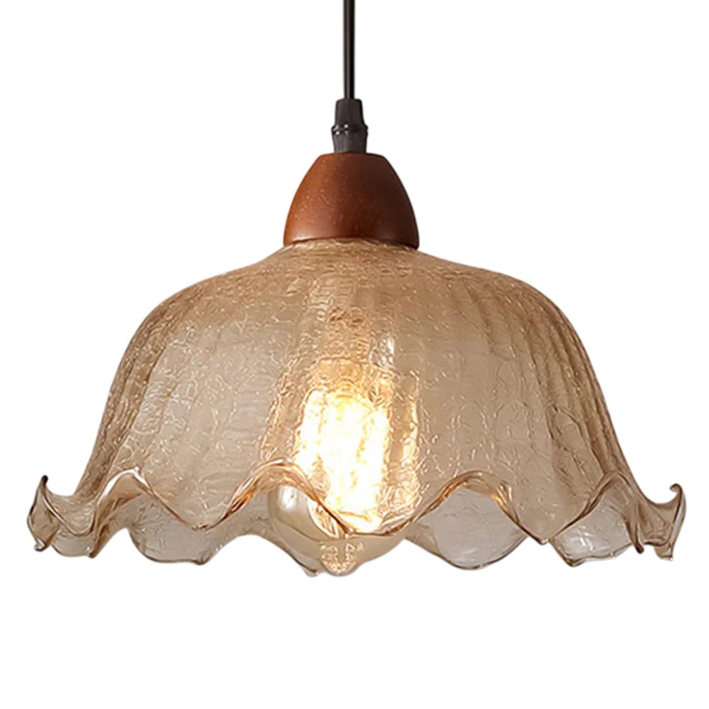Lámpara colgante de vidrio agrietado en forma de flor de 1 luz estilo moderno retro