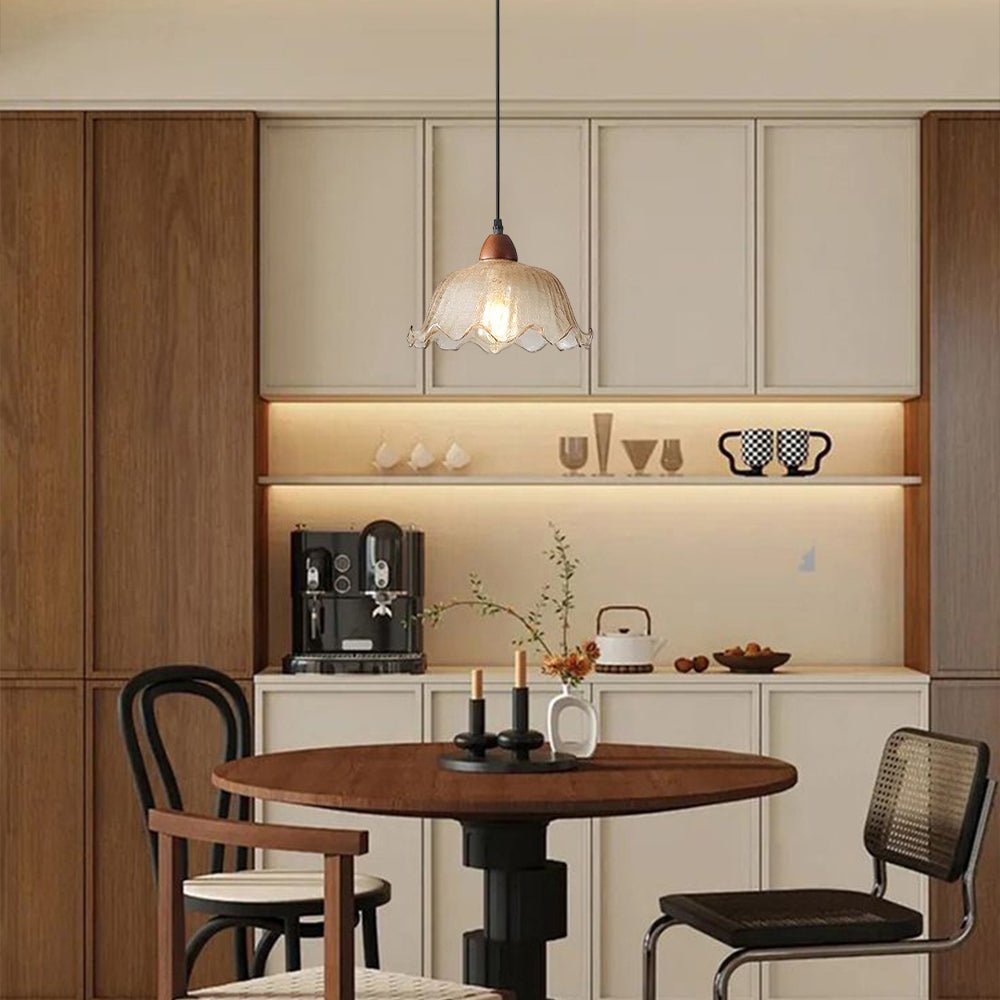 Lámpara colgante de vidrio agrietado en forma de flor de 1 luz estilo moderno retro
