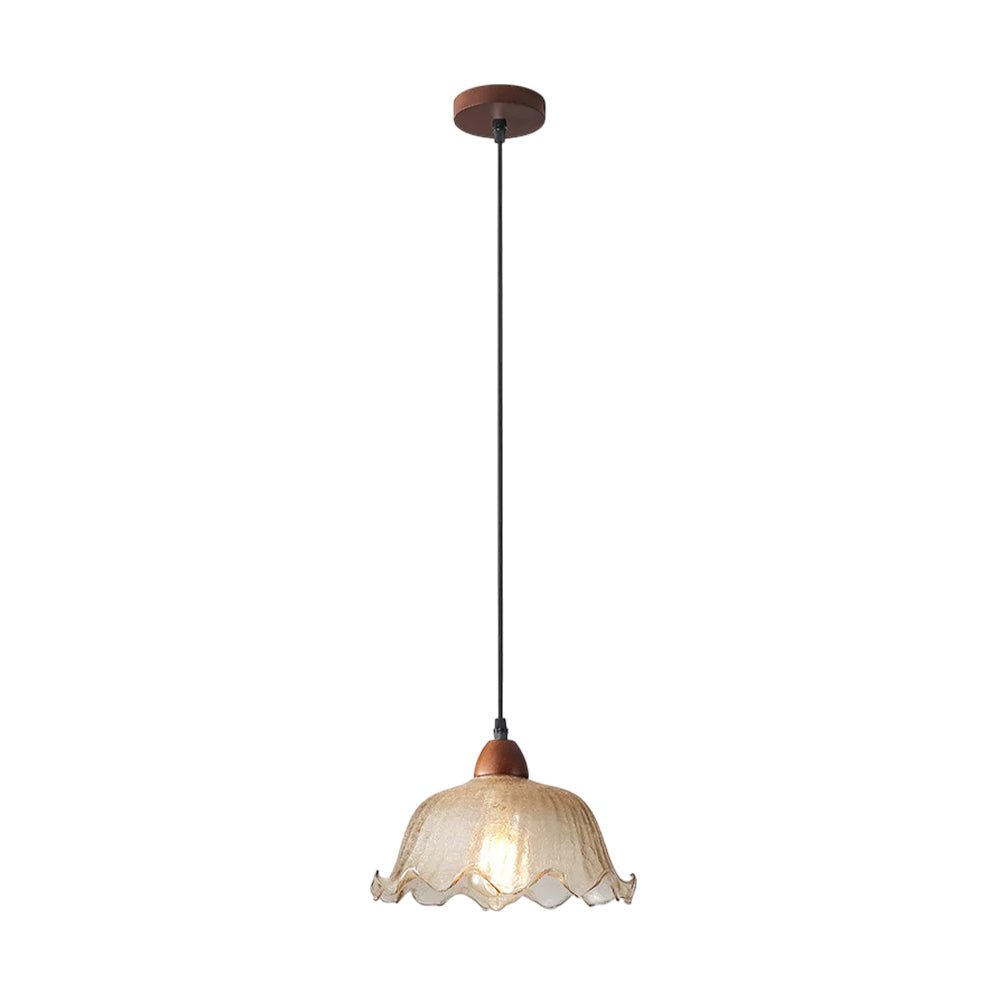 Lámpara colgante de vidrio agrietado en forma de flor de 1 luz estilo moderno retro