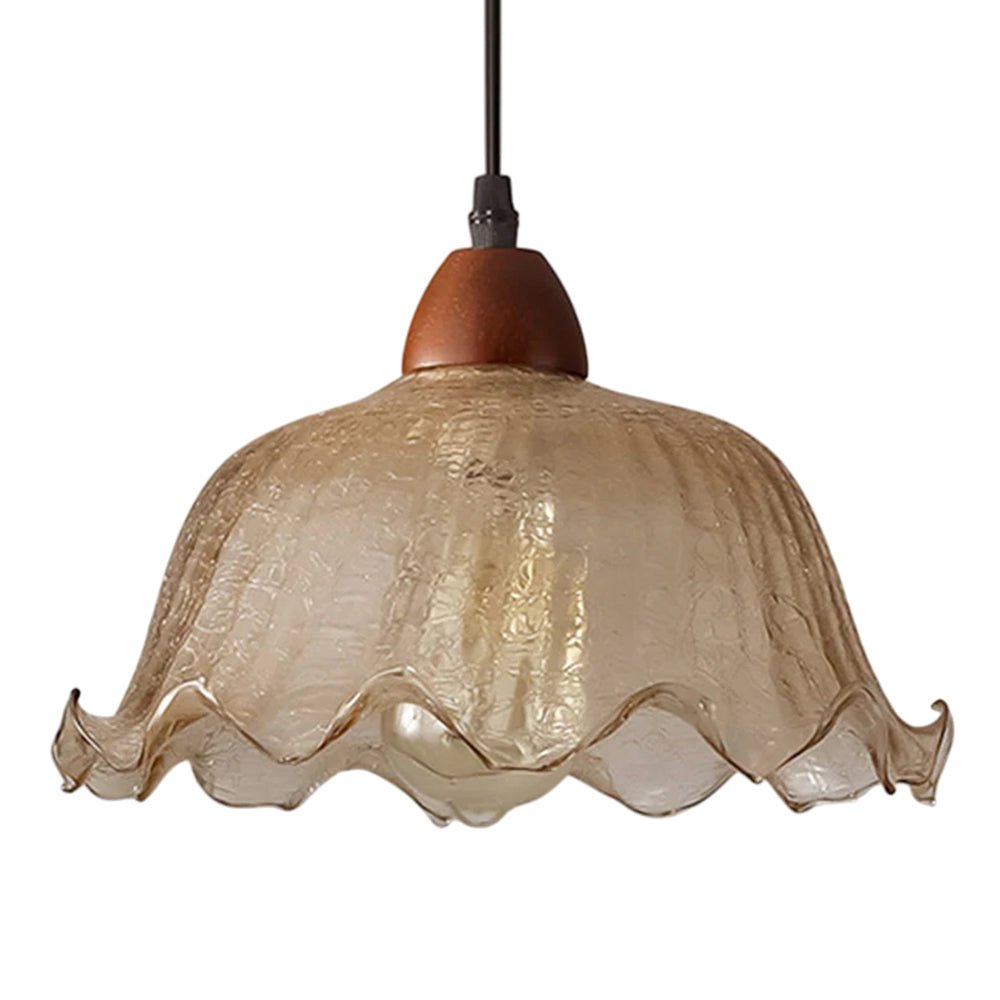 Lámpara colgante de vidrio agrietado en forma de flor de 1 luz estilo moderno retro