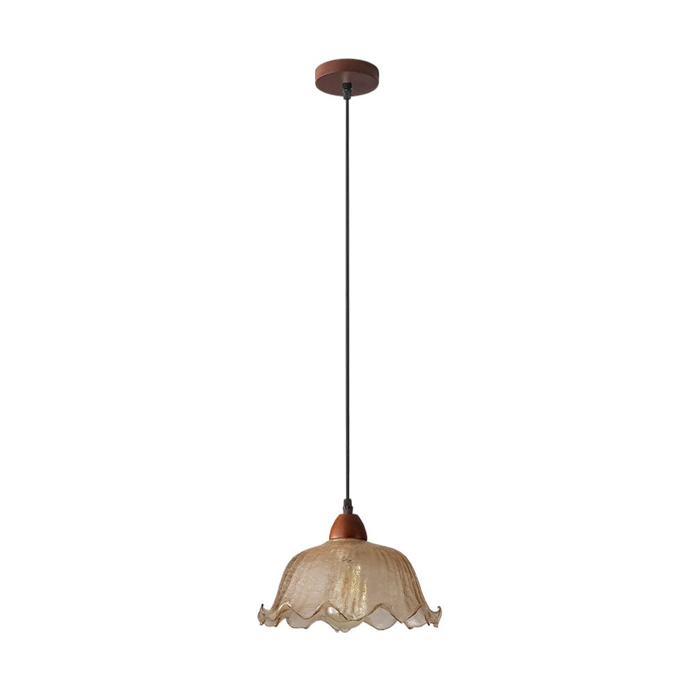 Lámpara colgante de vidrio agrietado en forma de flor de 1 luz estilo moderno retro