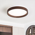 Moderna Luz de Techo Redonda LED Texturizada de Madera de Nogal