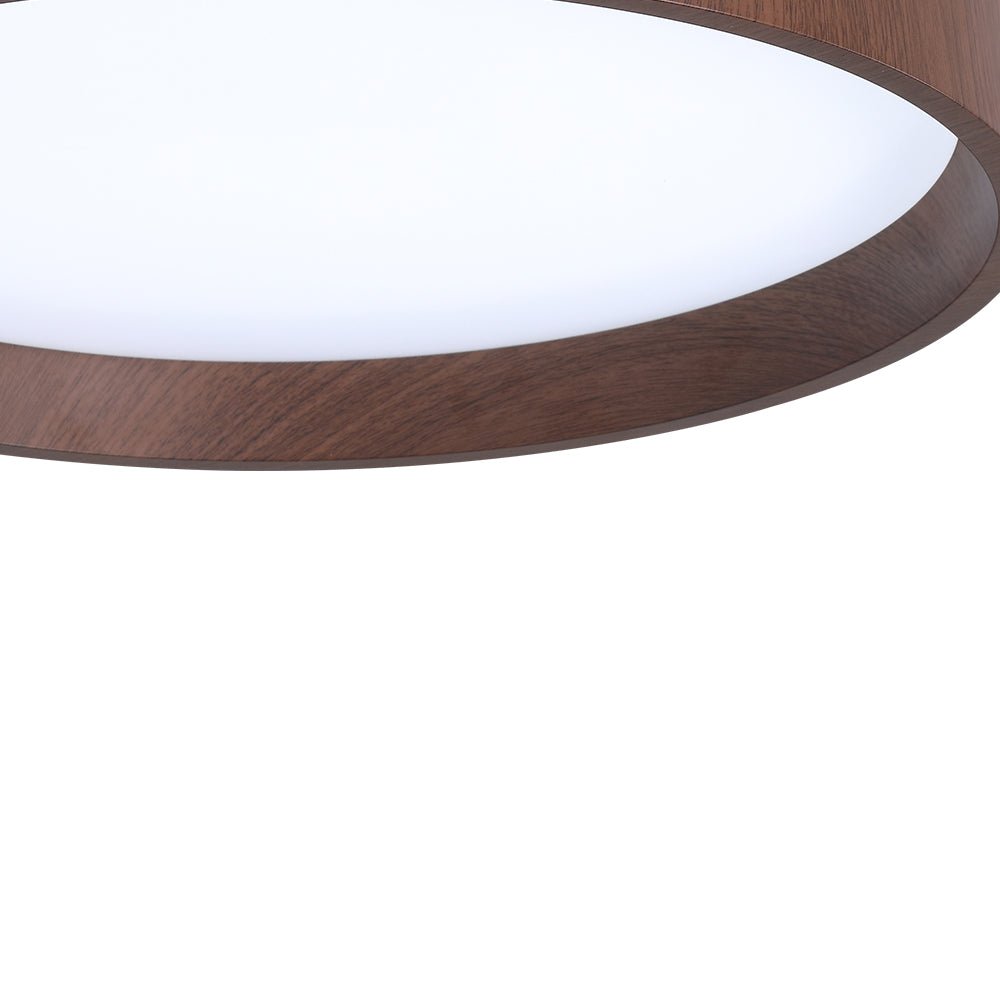 Moderna Luz de Techo Redonda LED Texturizada de Madera de Nogal
