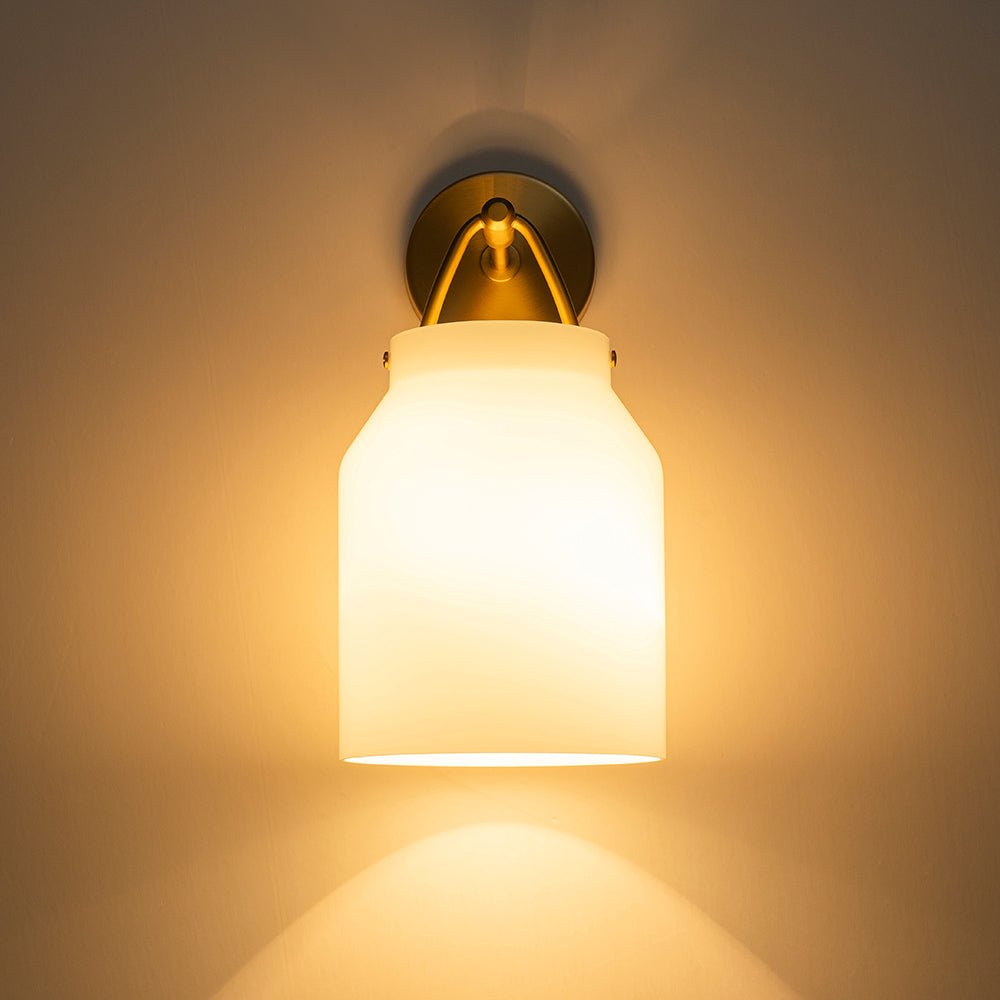 Aplique de pared de vidrio cilindro tambor de 1 luz nórdico