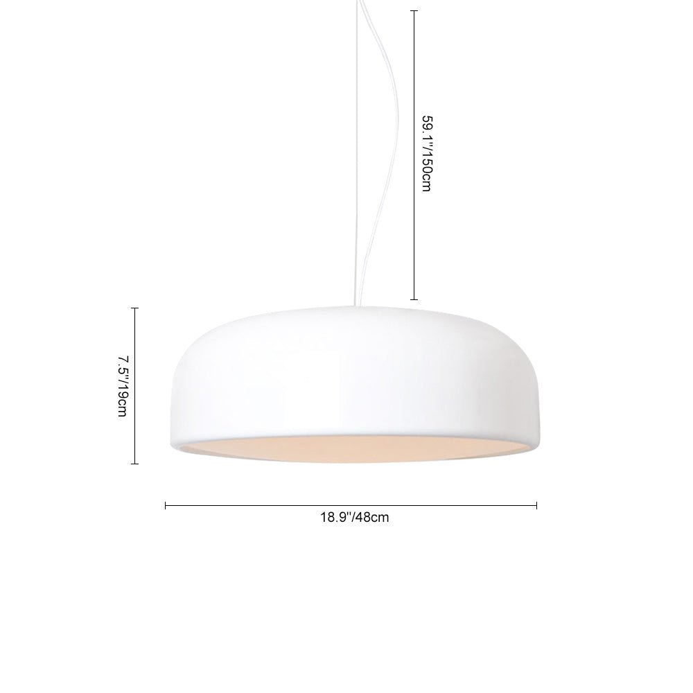 Lámpara colgante de cúpula blanca nórdica de 1 luz