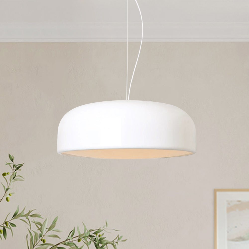 Lámpara colgante de cúpula blanca nórdica de 1 luz
