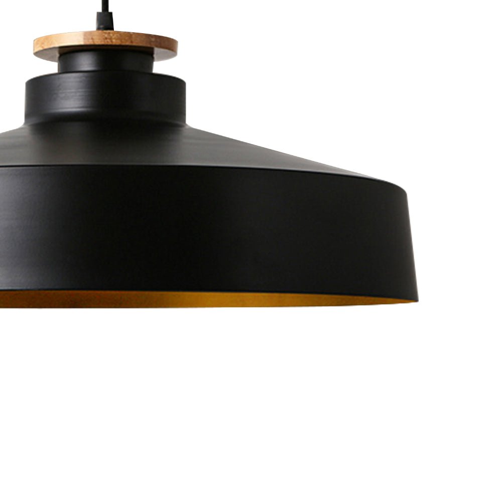 Lámpara colgante de cúpula plana con acentos de madera de 1 luz estilo nórdico para isla de cocina