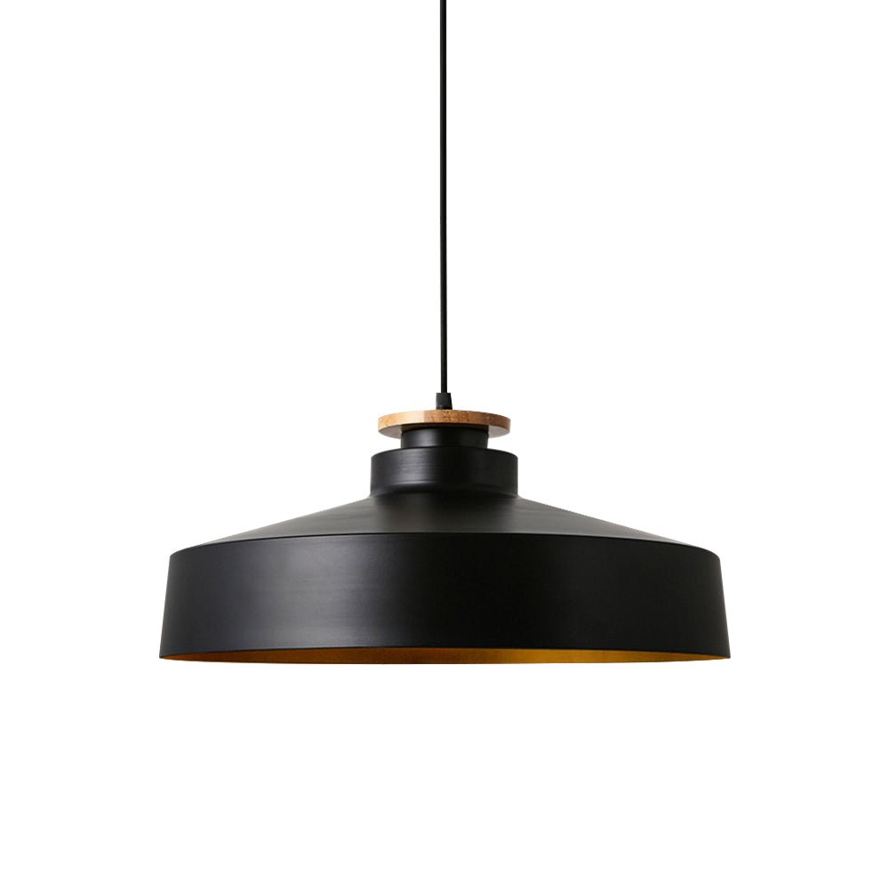 Lámpara colgante de cúpula plana con acentos de madera de 1 luz estilo nórdico para isla de cocina
