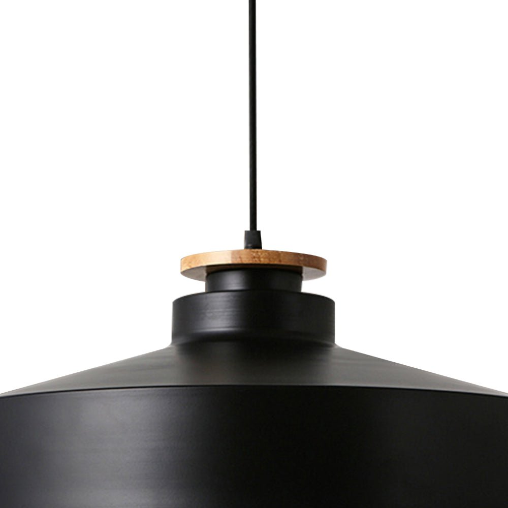 Lámpara colgante de cúpula plana con acentos de madera de 1 luz estilo nórdico para isla de cocina
