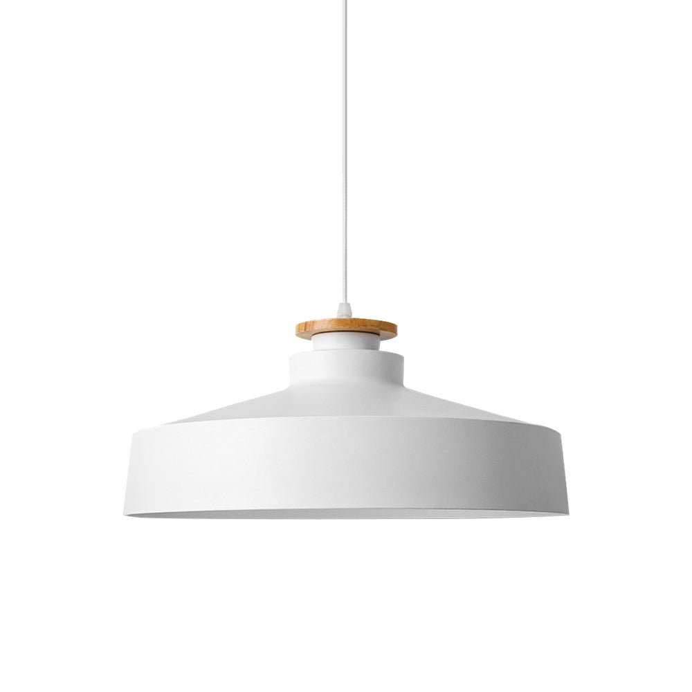 Lámpara colgante de cúpula plana con acentos de madera de 1 luz estilo nórdico para isla de cocina