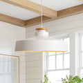 Lámpara colgante de cúpula plana con acentos de madera de 1 luz estilo nórdico para isla de cocina