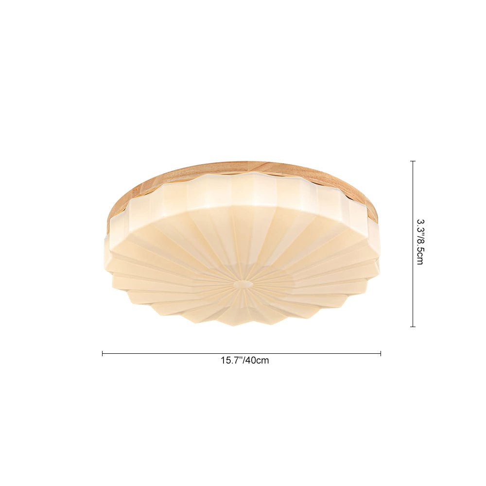 Luz de Techo LED Redonda de Madera con Flores Plisadas en 3 Colores