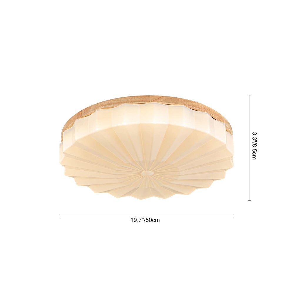 Luz de Techo LED Redonda de Madera con Flores Plisadas en 3 Colores