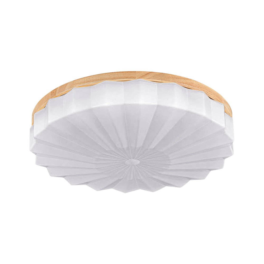 Luz de Techo LED Redonda de Madera con Flores Plisadas en 3 Colores