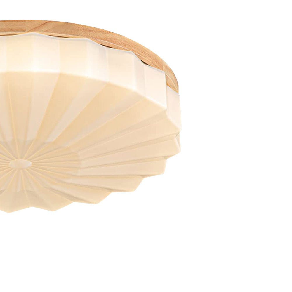 Luz de Techo LED Redonda de Madera con Flores Plisadas en 3 Colores