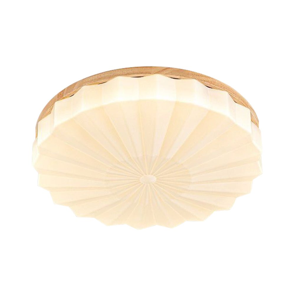 Luz de Techo LED Redonda de Madera con Flores Plisadas en 3 Colores