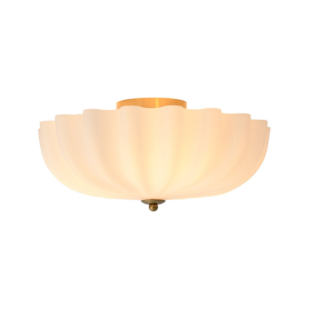 Montaje Semi Flush Escalonado de Vidrio Crema con 3 Luces y Flor de Cristal Esmerilado Nórdico