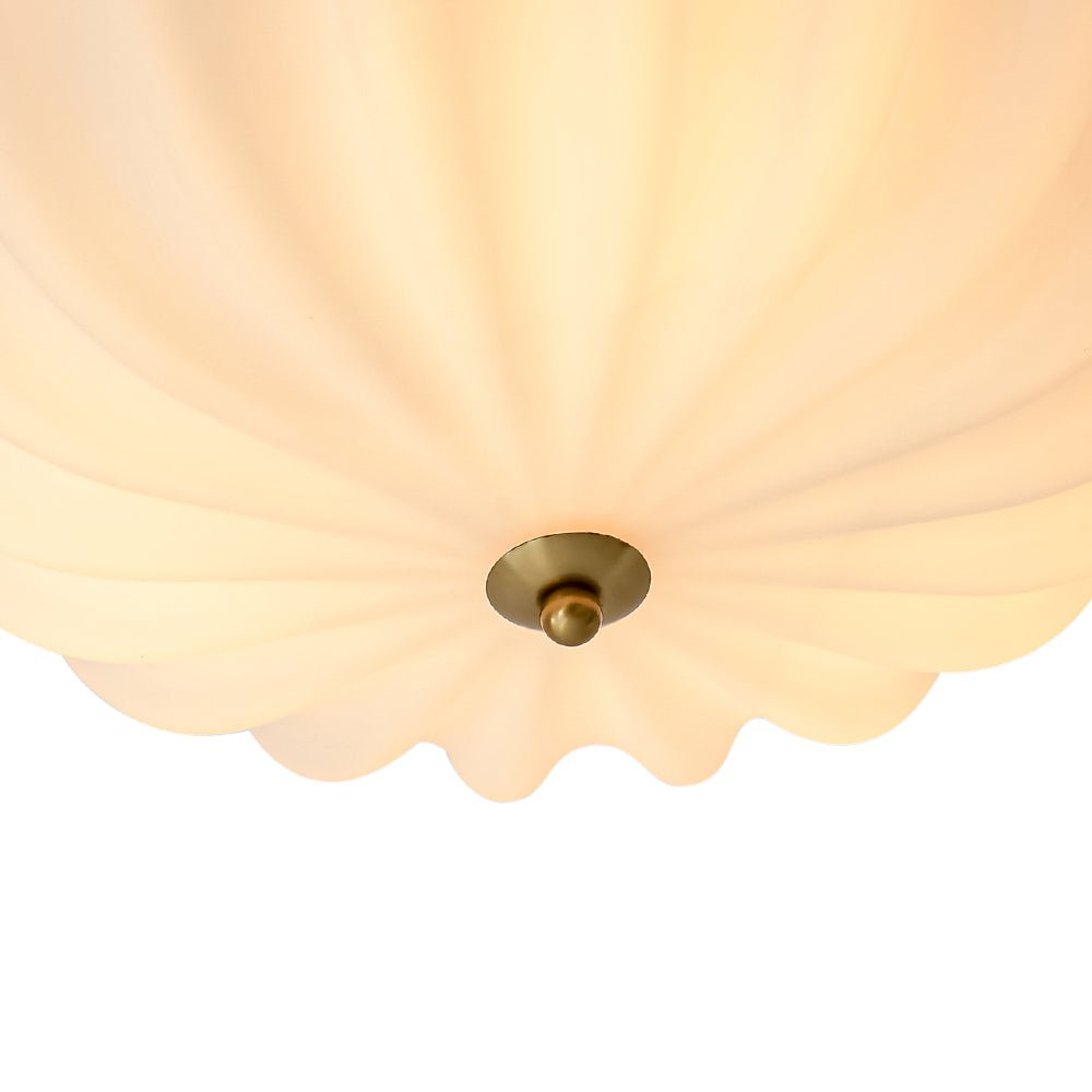 Montaje Semi Flush Escalonado de Vidrio Crema con 3 Luces y Flor de Cristal Esmerilado Nórdico