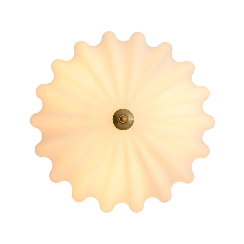 Montaje Semi Flush Escalonado de Vidrio Crema con 3 Luces y Flor de Cristal Esmerilado Nórdico