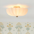 Montaje Semi Flush Escalonado de Vidrio Crema con 3 Luces y Flor de Cristal Esmerilado Nórdico