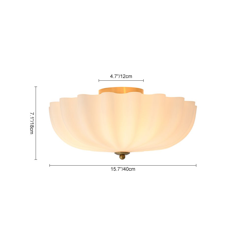 Montaje Semi Flush Escalonado de Vidrio Crema con 3 Luces y Flor de Cristal Esmerilado Nórdico