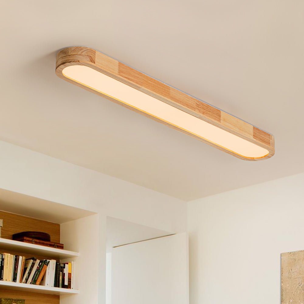 Luz de Techo Ovalada de Madera LED Regulable Nórdica