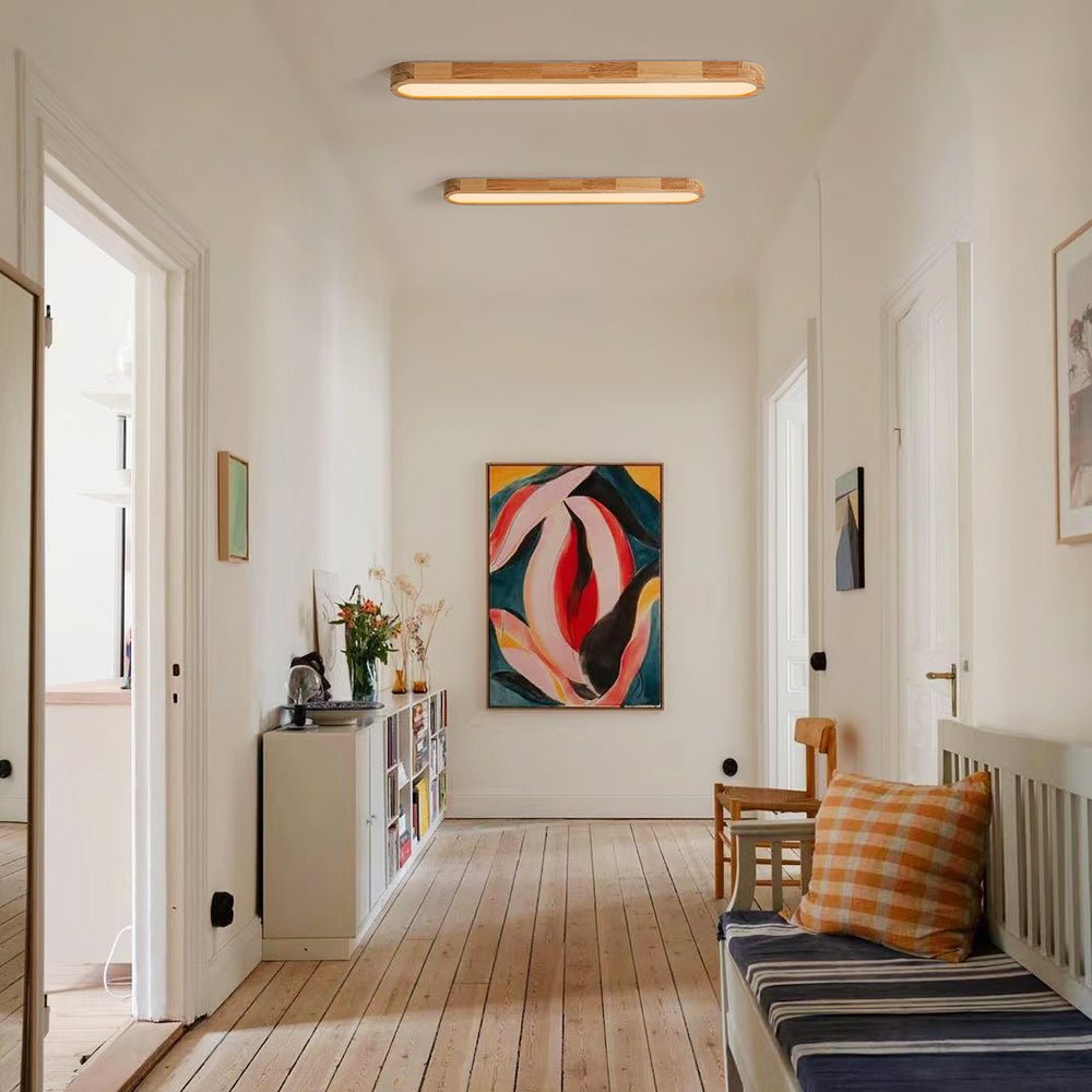 Luz de Techo Ovalada de Madera LED Regulable Nórdica