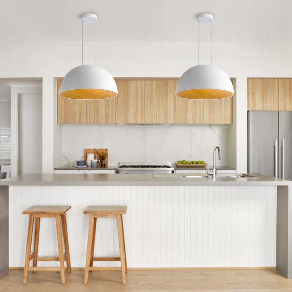 Lámpara Colgante Dome de Led con Acabado de Madera Nórdica