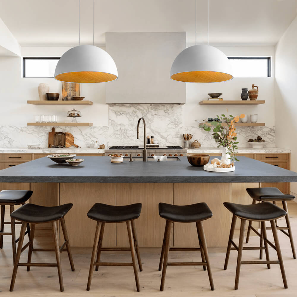 Lámpara Colgante Dome de Led con Acabado de Madera Nórdica
