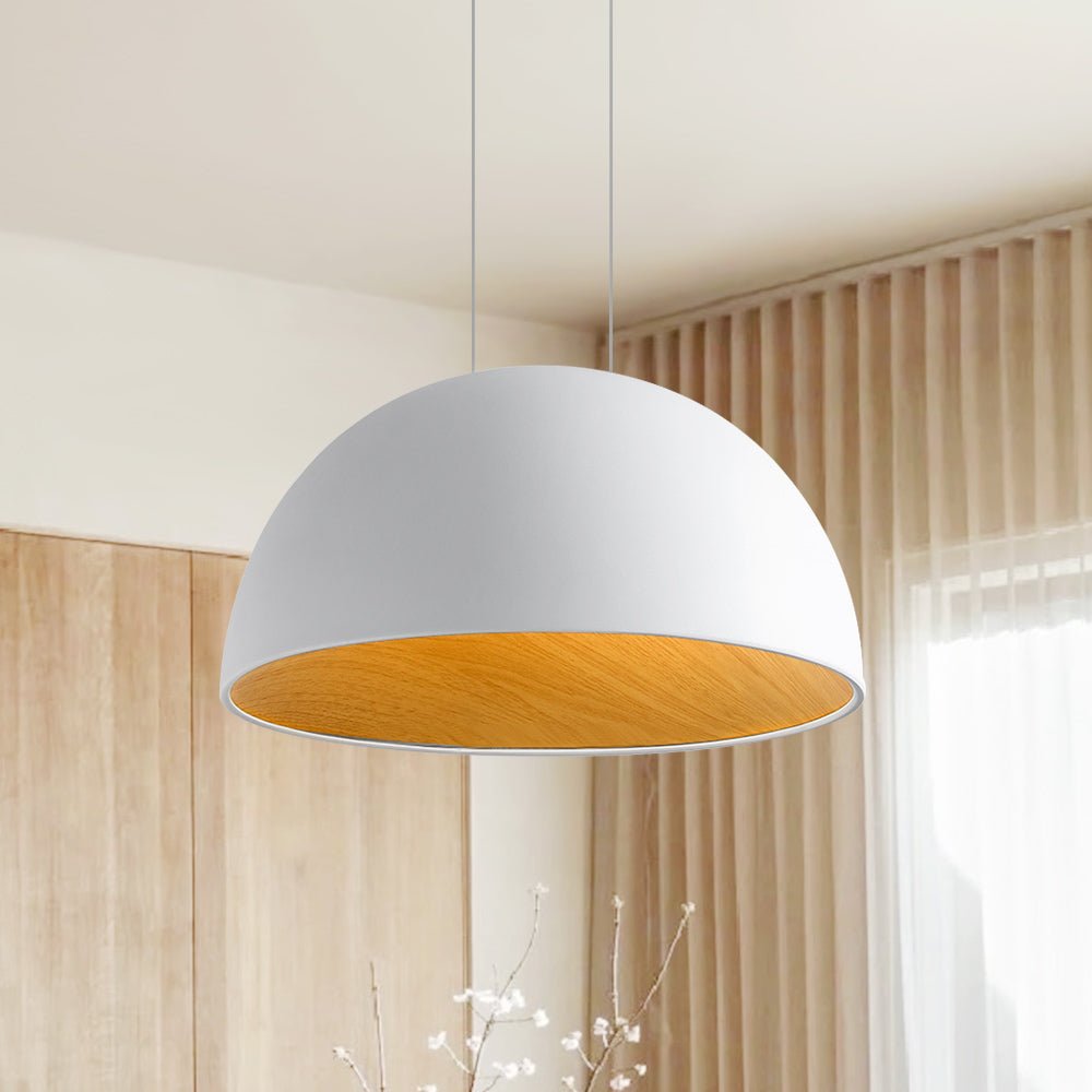 Lámpara Colgante Dome de Led con Acabado de Madera Nórdica