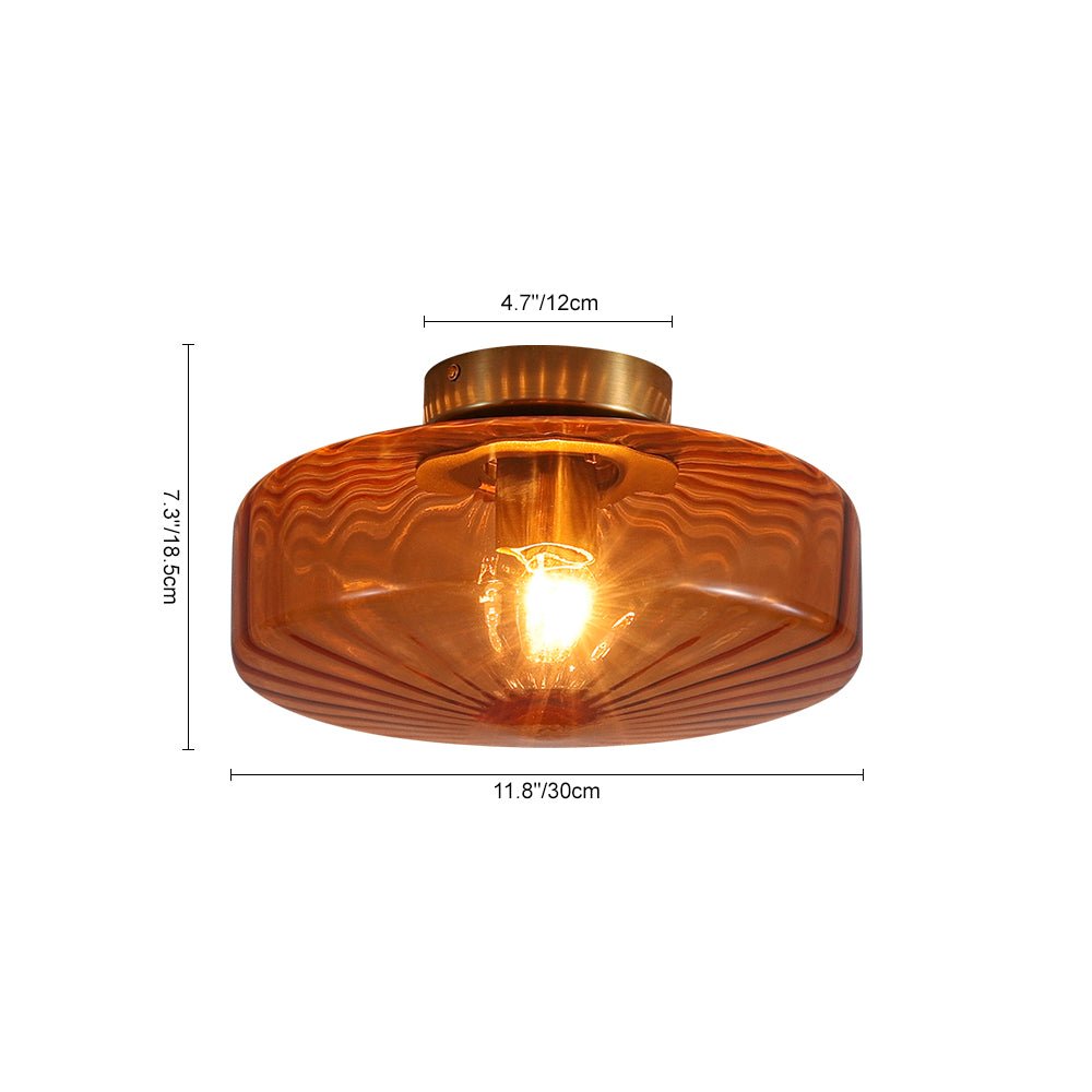 Retro Lámpara de Techo Semi de Vidrio Acanalado de 1 Luz Estilo Escuela