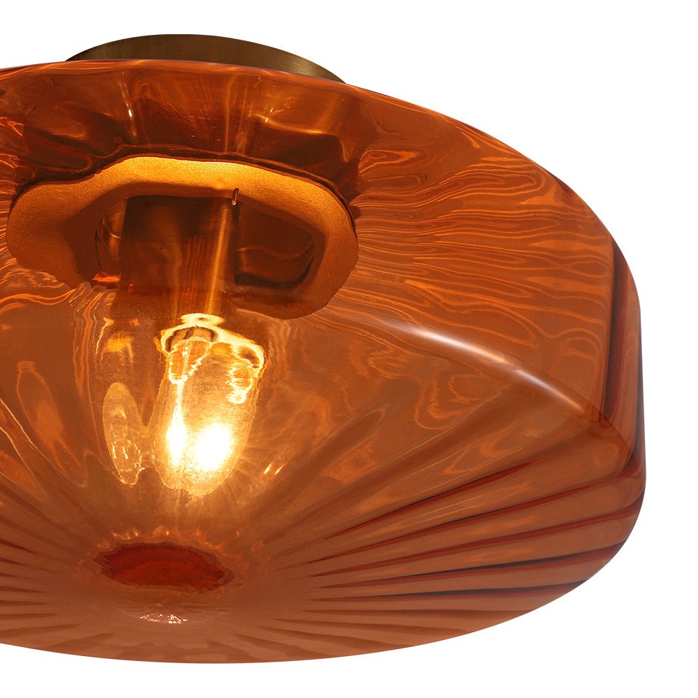Retro Lámpara de Techo Semi de Vidrio Acanalado de 1 Luz Estilo Escuela