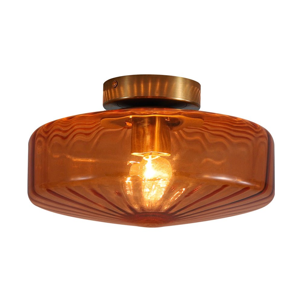Retro Lámpara de Techo Semi de Vidrio Acanalado de 1 Luz Estilo Escuela