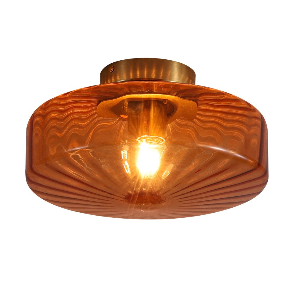 Retro Lámpara de Techo Semi de Vidrio Acanalado de 1 Luz Estilo Escuela