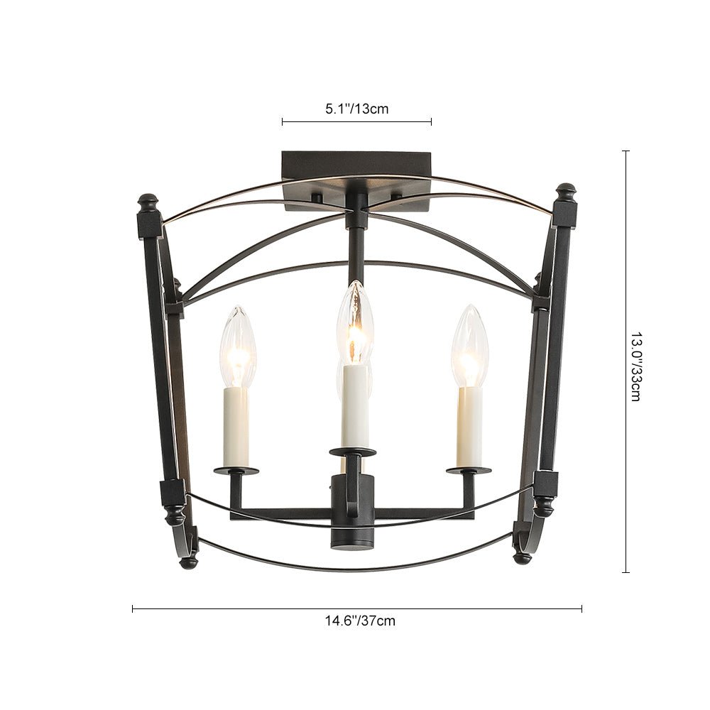 Lámpara Vintage de Marco Abierto Retro de 4 Luces Semi Empotrada