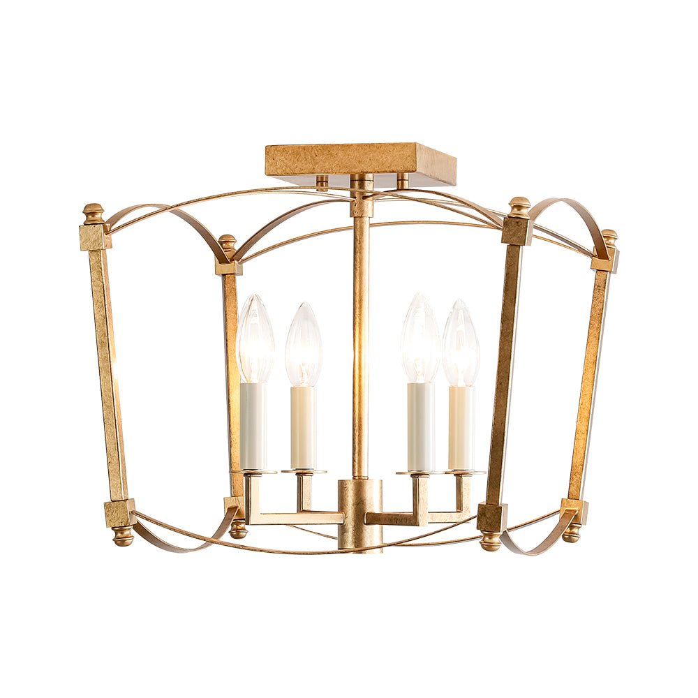 Lámpara Vintage de Marco Abierto Retro de 4 Luces Semi Empotrada