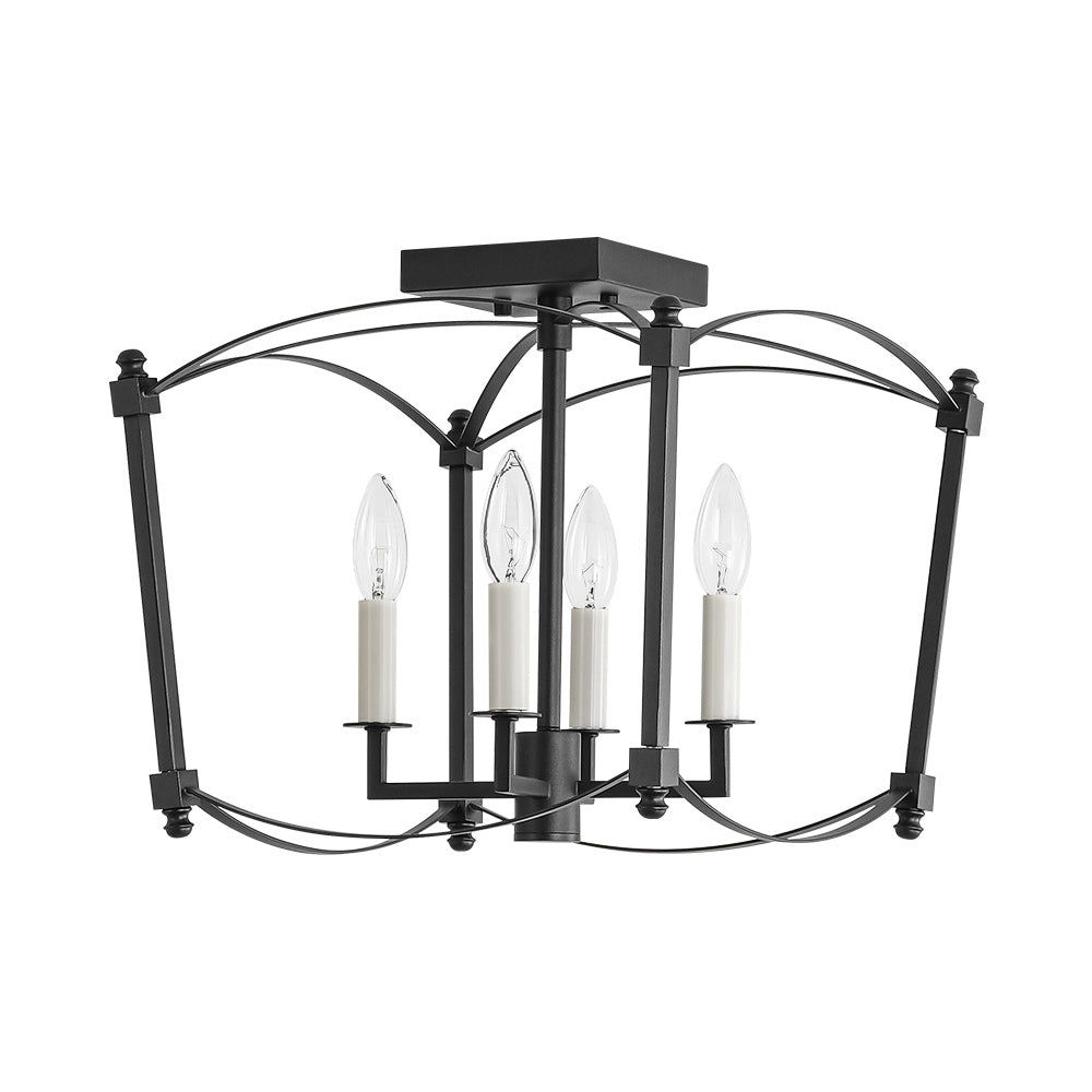 Lámpara Vintage de Marco Abierto Retro de 4 Luces Semi Empotrada