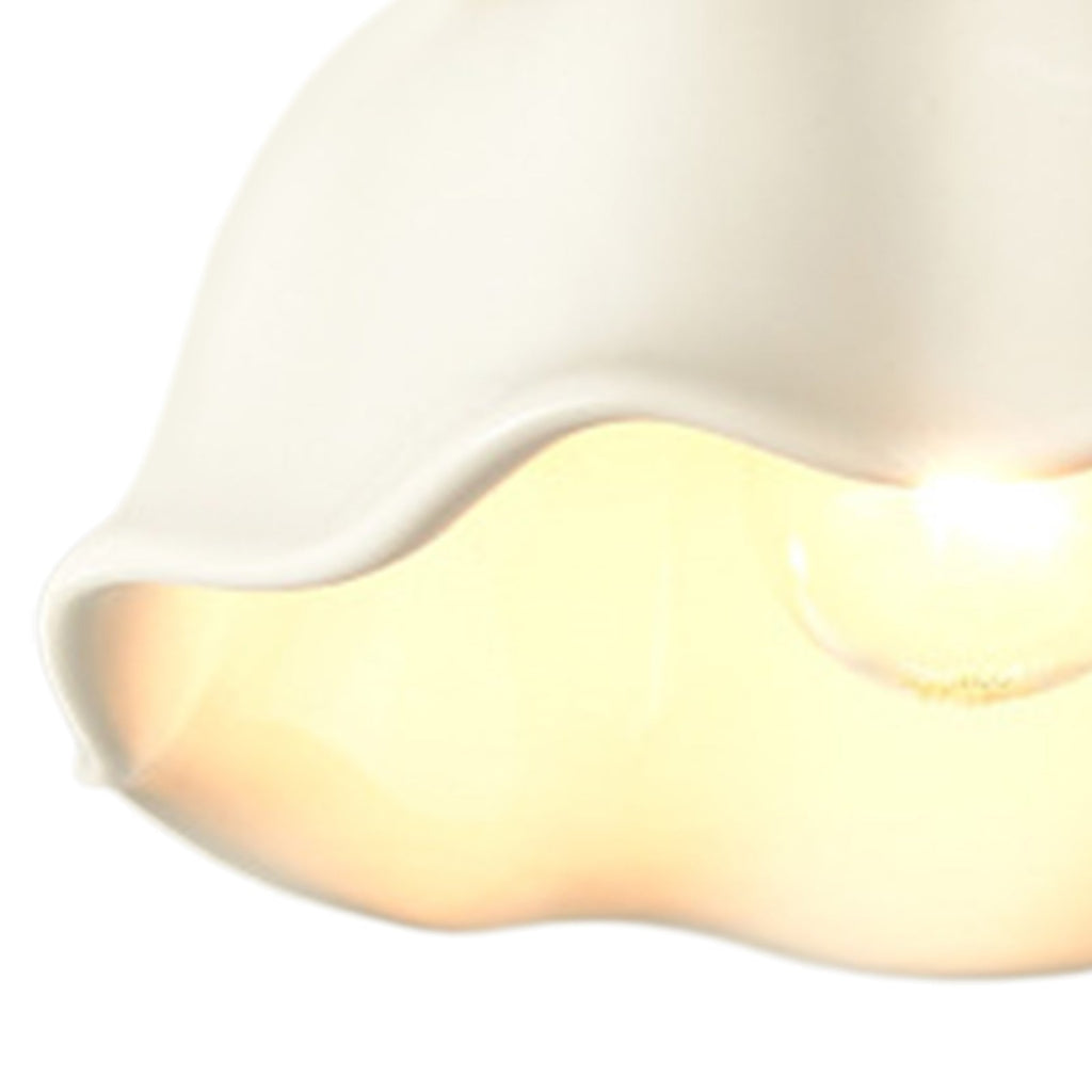 Luz de Techo de Cerámica Blanca con Diseño de Flor Escallopada Retro Minimalista de 1 Luz