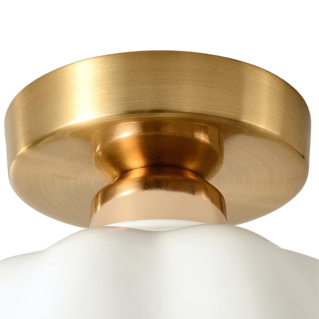 Luz de Techo de Cerámica Blanca con Diseño de Flor Escallopada Retro Minimalista de 1 Luz