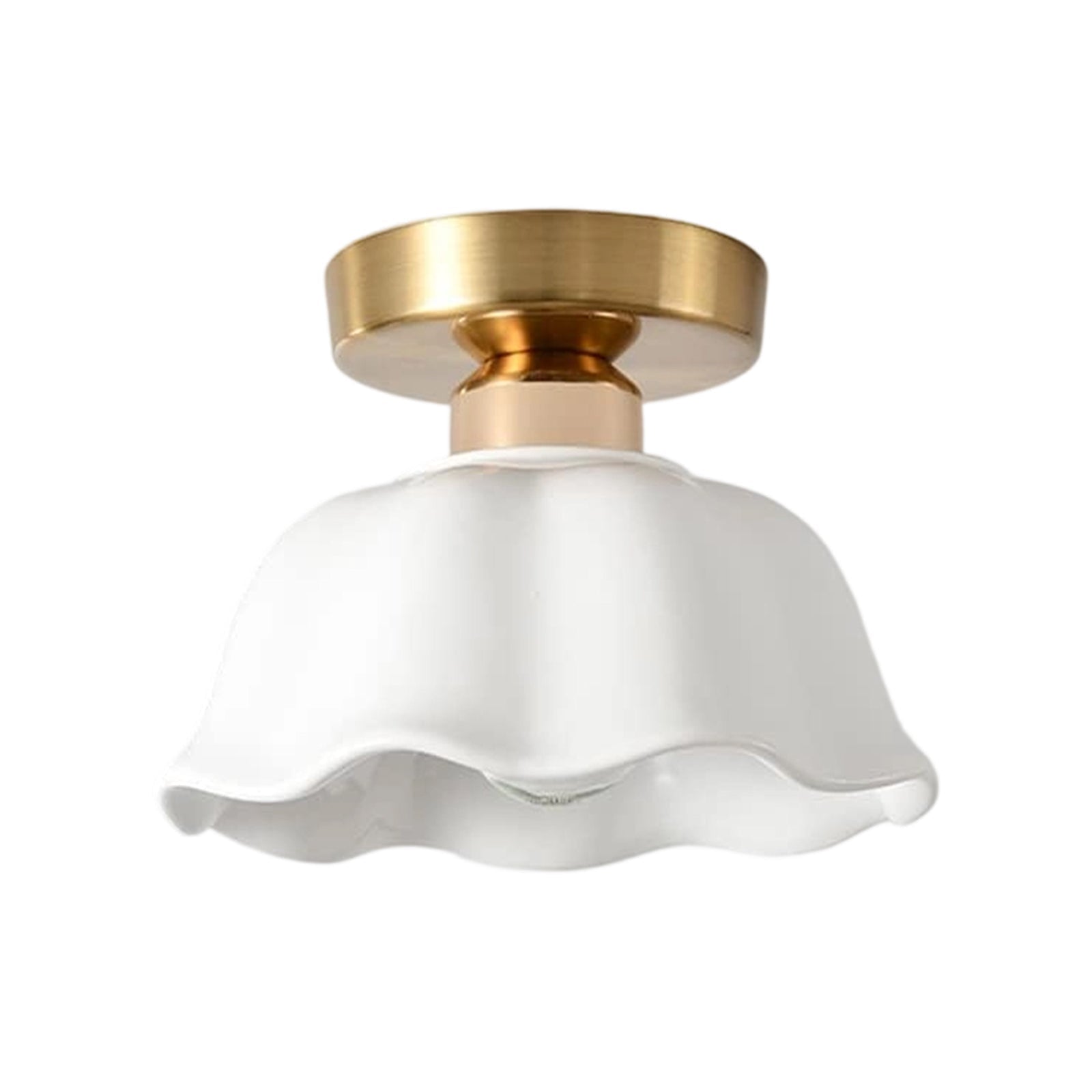 Luz de Techo de Cerámica Blanca con Diseño de Flor Escallopada Retro Minimalista de 1 Luz