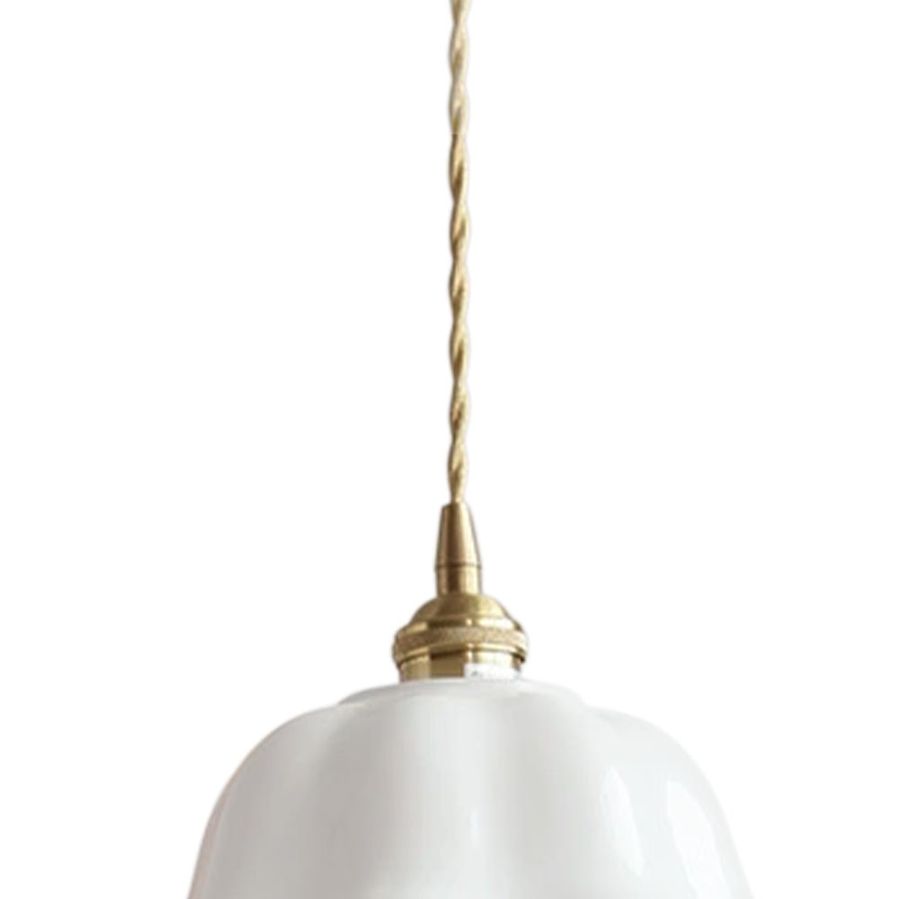 Lámpara Colgante de Cerámica Blanca con Diseño de Flor Escalonada y 1 Luz Minimalista Retro